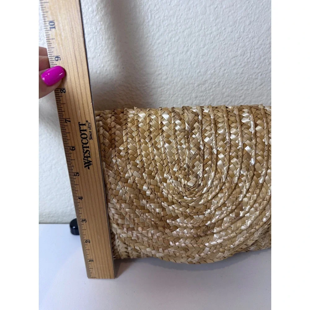 Straw Woven Clutch Bag Womens OS Tan Natural Boho‎ Coastal Cottagecore Neutral